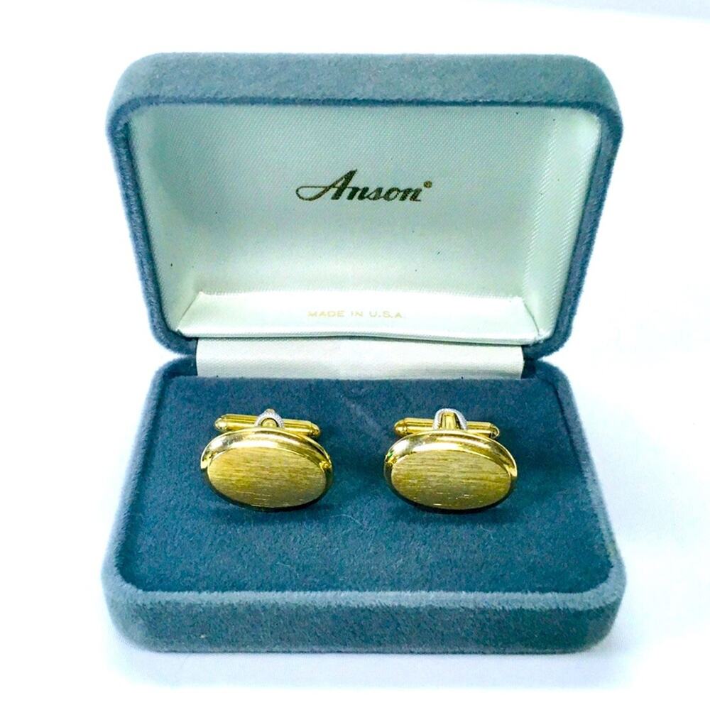 Vintage Anson Gold Tone Mens Cufflinks Oval